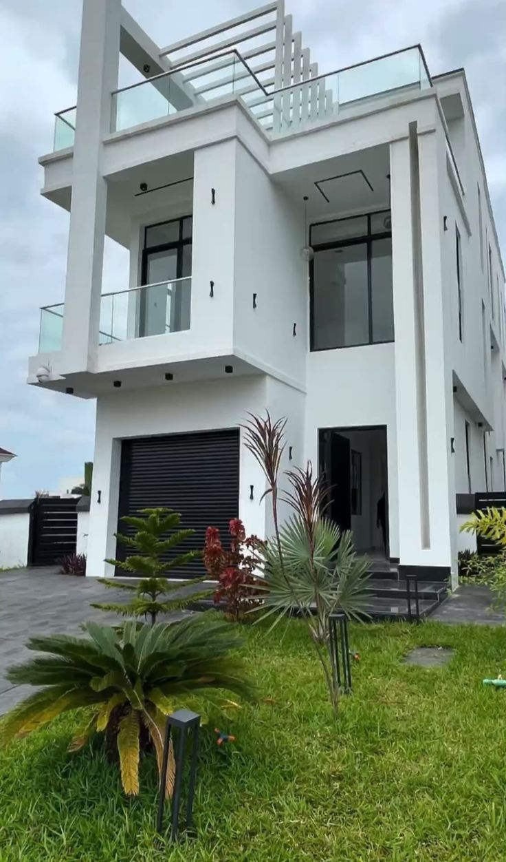 Modern white residential building exterior